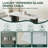 69.3" Modern Rectangular Dining Table with Tempered Glass Marble-Look Tabletop, Matte Brushed Metal Legs, White Marble Finish, Seats 4-6
