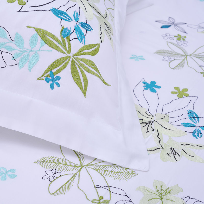 Modern & Contemporary Cotton Twill Floral Duvet Cover, Full/Queen Duvet Cover +2 Standard Shams