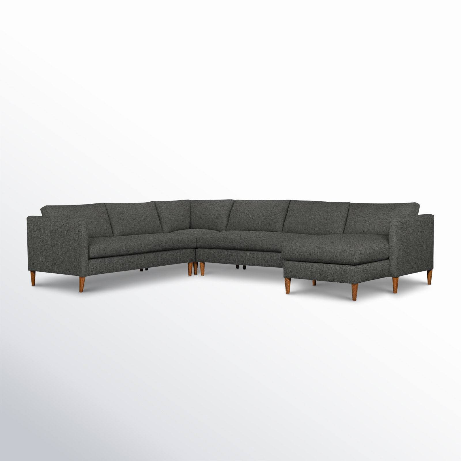 Clifford 4-Piece Upholstered Custom Sectional, Right Hand Facing, Zuma Charcoal Textured Linen