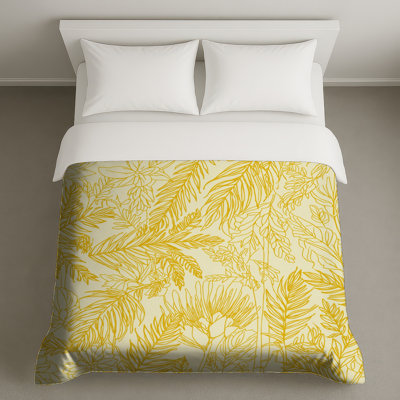 Yellow Botanical Line Art Duvet Covers