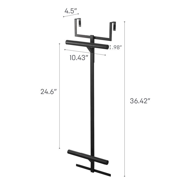 Yamazaki Home Kids' Backpack Over The Door Hanger, Two-Tiered Bookbag Metal Storage Rack, Black