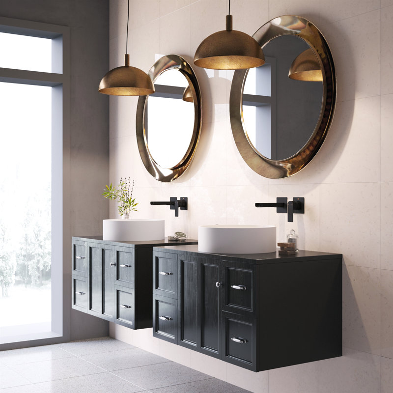 Lavabo de salle de bain rond fait à la main blanc mat L 16 po x l 16 po x H 5 po Anvil