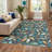 5x7 Washable Modern Botanical Rug Non-Slip Low Pile Leaf Pattern Foldable Stain Resistant Indoor Carpet Dining Room Red-672133581