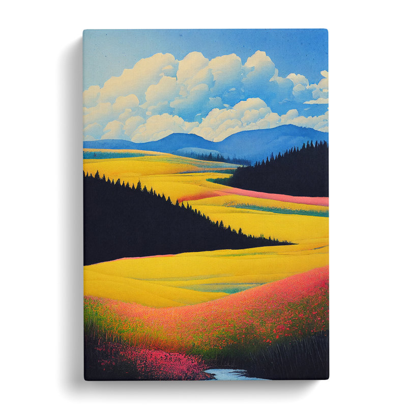 Watercolour Spring Landscape - Wrapped Canvas, 50cm H x 35cm W x 3cm D