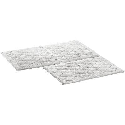 LuxSoft Reversible Bathroom Rug Set - Ultra Absorbent, Modern Diamond Grey Design, 2-Piece Set for Stylish Bathroom Decor