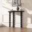 Console demi-cercle en bois massif noir-2110915080
