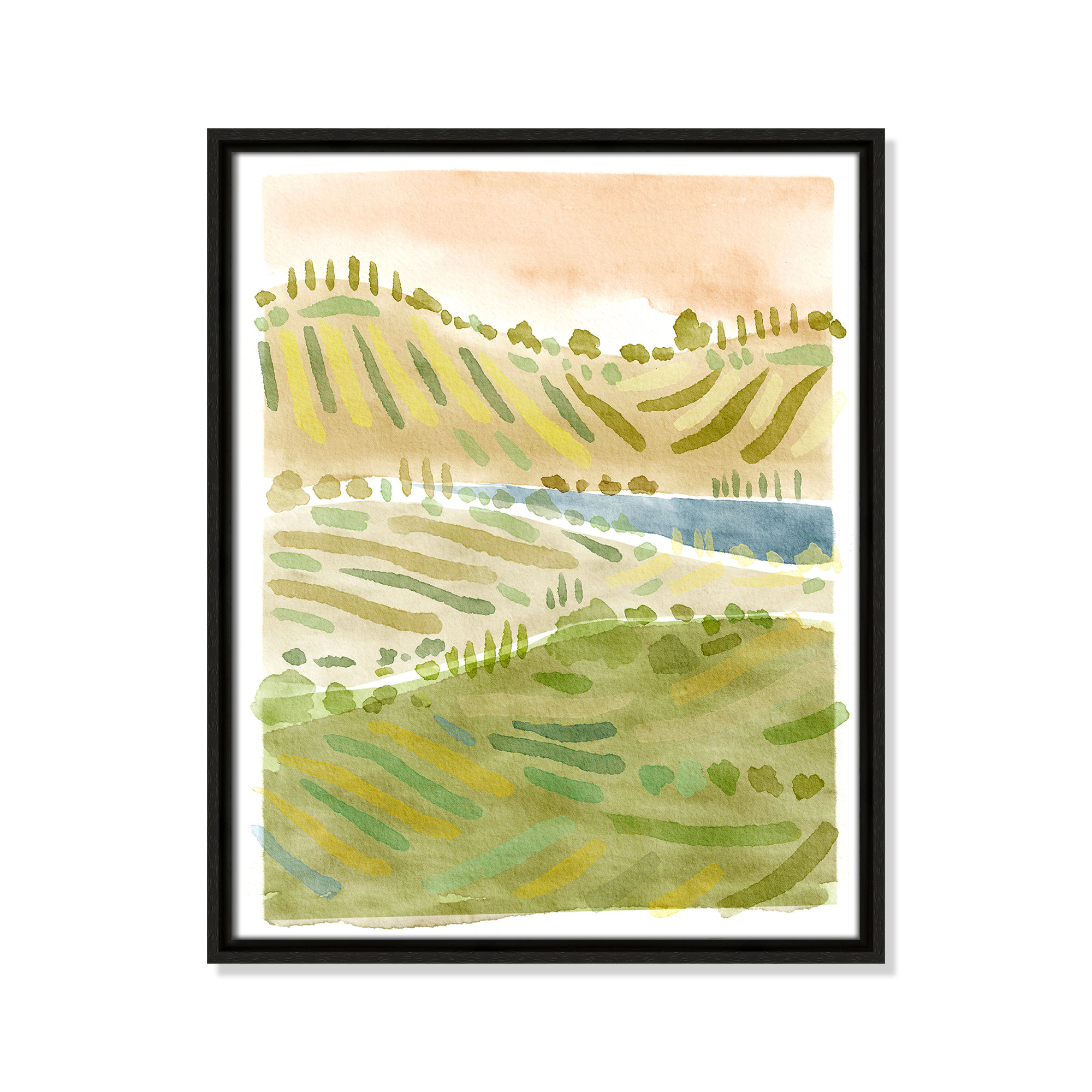 Tuscan Countryside Print by Leah Straatsma, Espresso Floater Framed Canvas, 21.5" H x 17.5" W x 2" D, No Mat