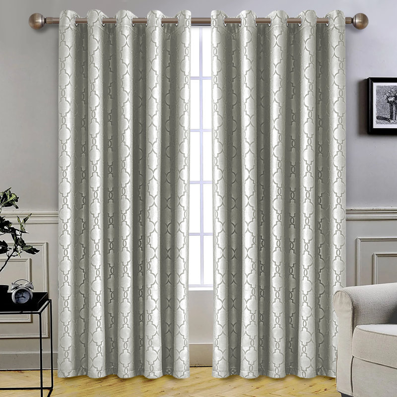 Kitson Blackout Eyelet Semi Sheer Window Curtain, Beige, Width 117 x Drop 137 cm