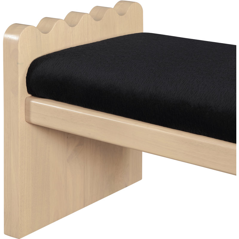 Banc en tissu Daline, Naturel, Velours noir