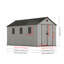 Gray wood-grain pointed-roof plastic tool shed
