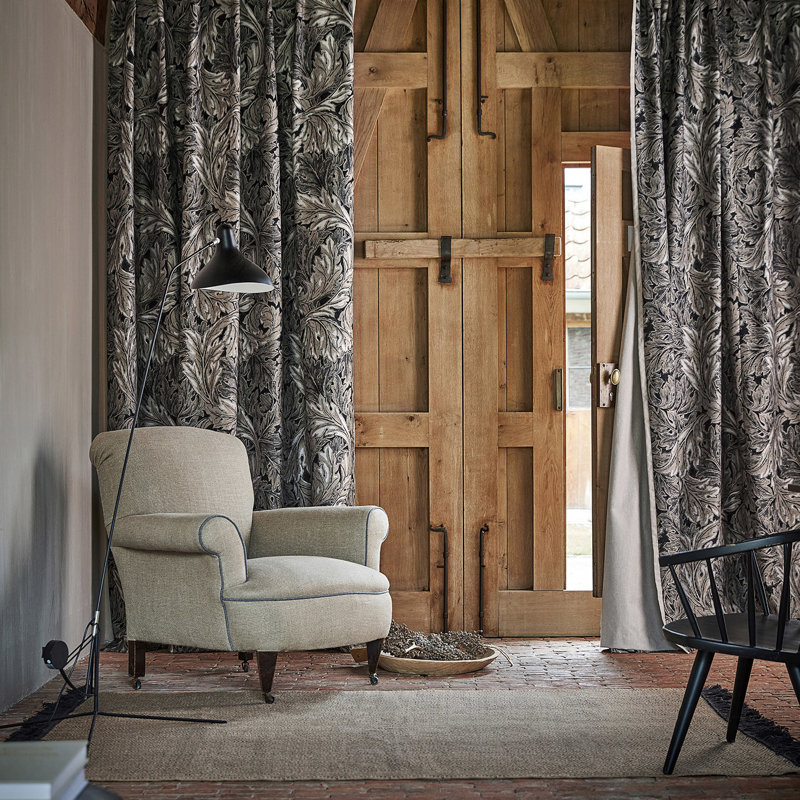 Pure Acanthus Weave Fabric, Black Ink