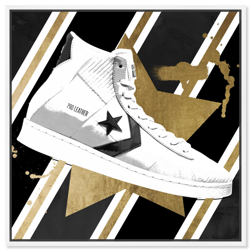 Art mural moderne de style sportif, impressions sur toile par Notoriart, Cadre doré, H 17 po x l 17 po