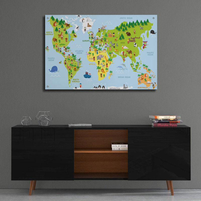 «Kids Map» par Epic Portfolio, art mural en verre acrylique, H 24 po x l 36 po x P 0,2 po