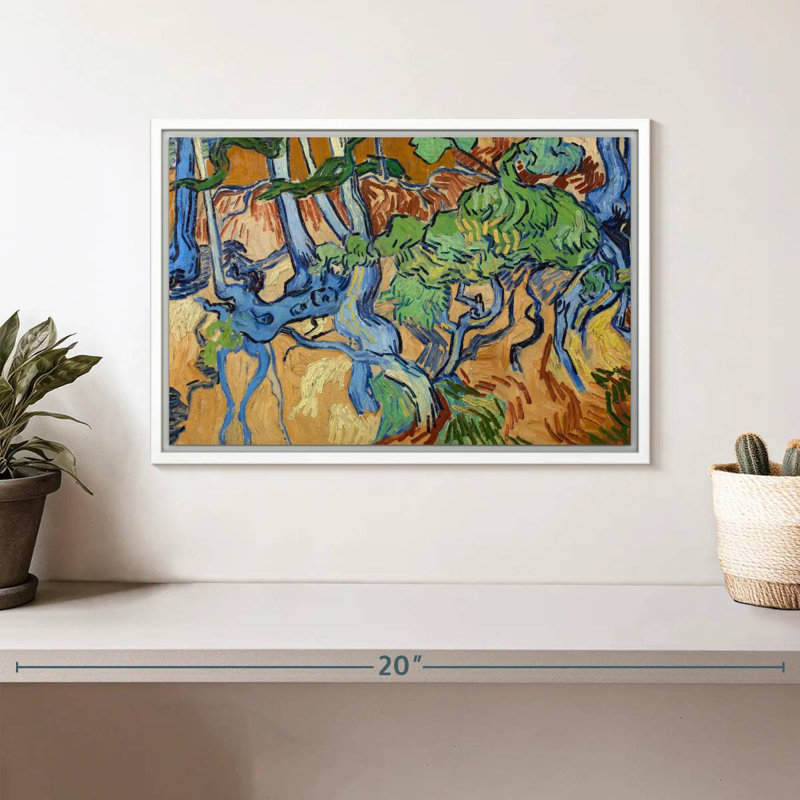 Racines d'arbre, 13 po x 9 po, Cadre flottant blanc