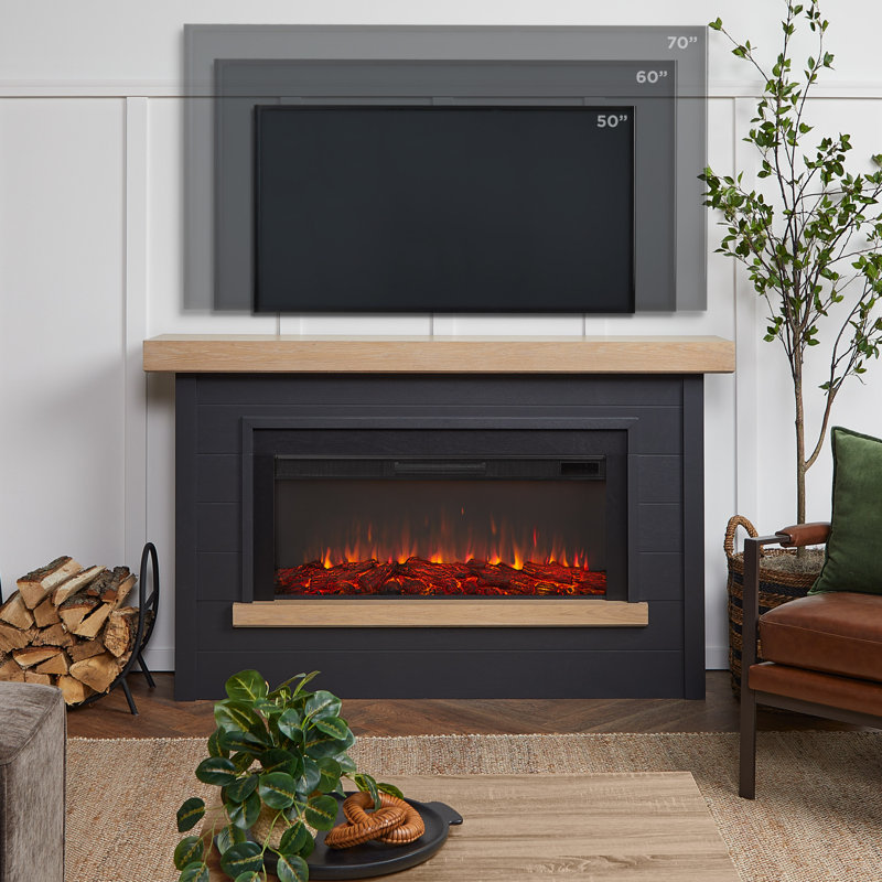 Bernice 65" Landscape Electric Fireplace by Real Flame, Charcoal, Smart Firebox