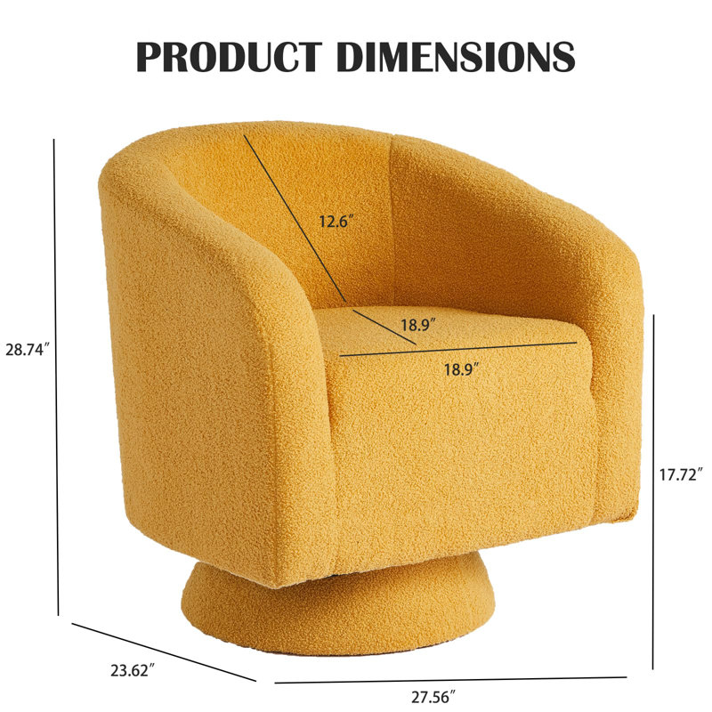 Fauteuil d'appoint pivotant à 360 °, Boucle jaune