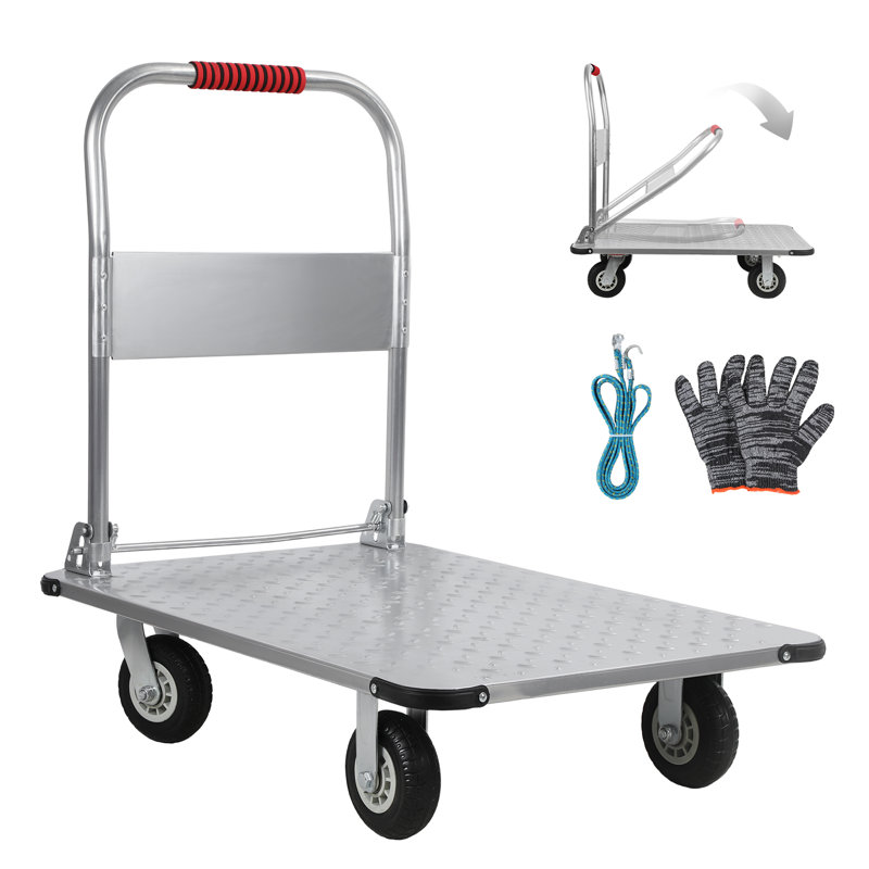 Chariot à plateforme robuste, chariots à plat pliables, capacité de 2000 lb, avec roulettes de frein pivotantes de 6 po, pliables pour un rangement facile (36 po x 24 po)