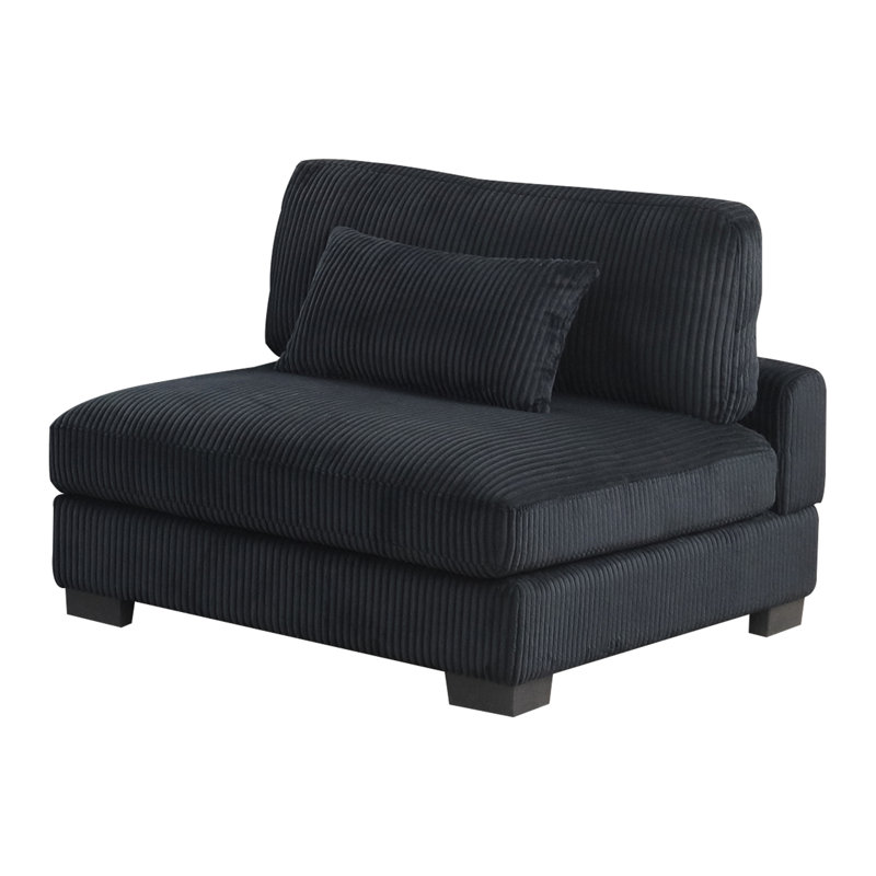 Chaise sans accoudoirs rembourrée en tissu de style moderne avec structure en bois, Noir