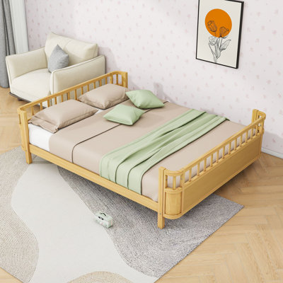 Wood Platform Bed with Rails