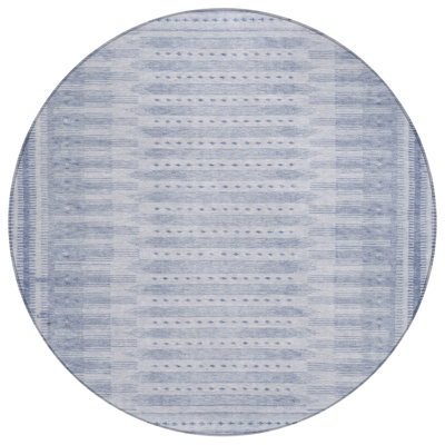 Machine Washable Indoor/Outdoor Xhevrie Blue Rug