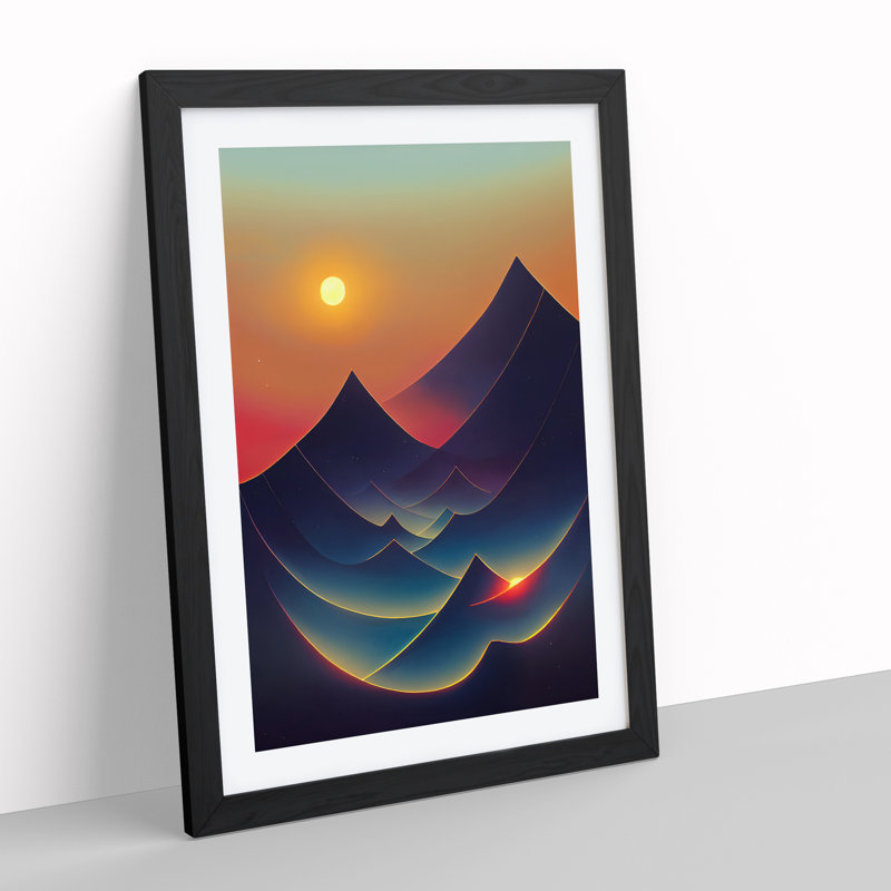 Abstract Mountain Sunset No.1 - Wall Art, Black Framed, 66cm H x 48cm W