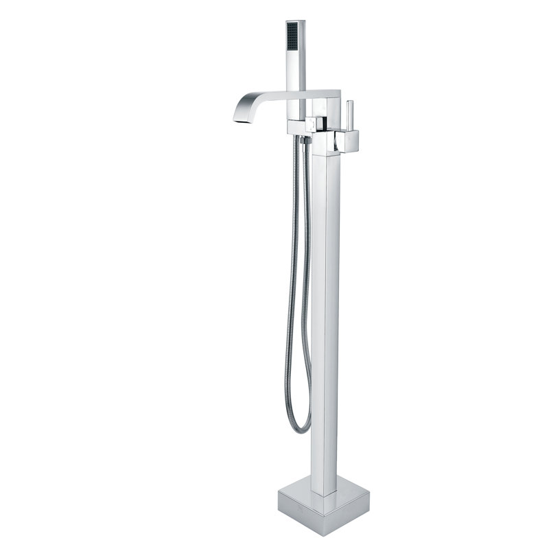 Robinet de baignoire autoportant monocommande à fixation au sol, Chrome