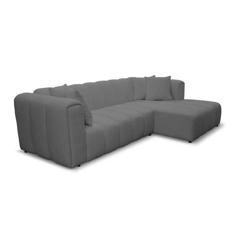 Oheneba 3 Seater Corner Sofa , Right Hand Facing, Graphite Grey