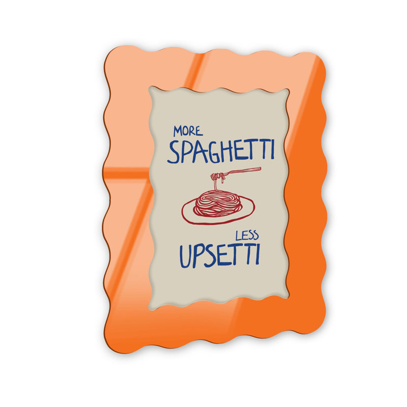 Plus de cadre mural en acrylique spaghetti par NOTORIART, H 18,5 po x l 13,5 po, Orange, Ondulé