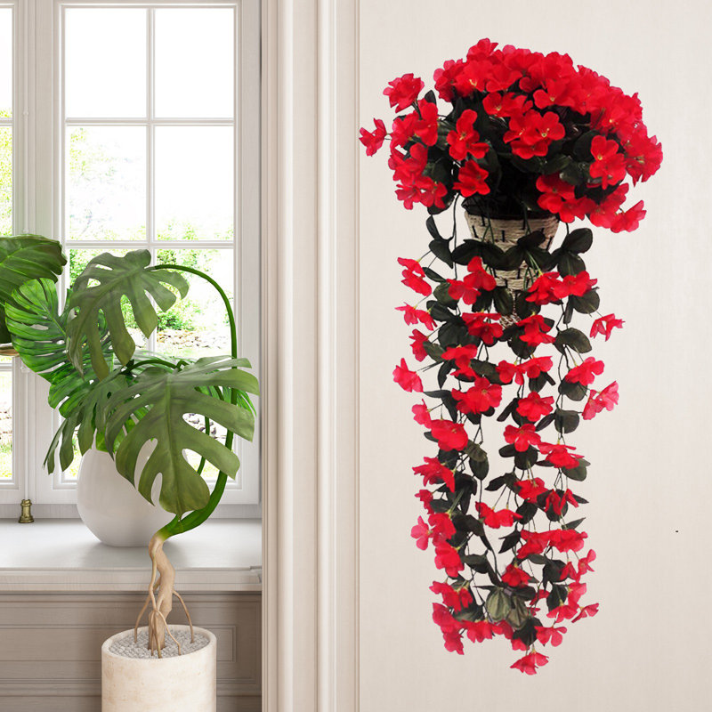  Faux fleurs artificielles pour la décoration de la maison Fleurs suspendues violettes Décoration artificielle Violet soyeux