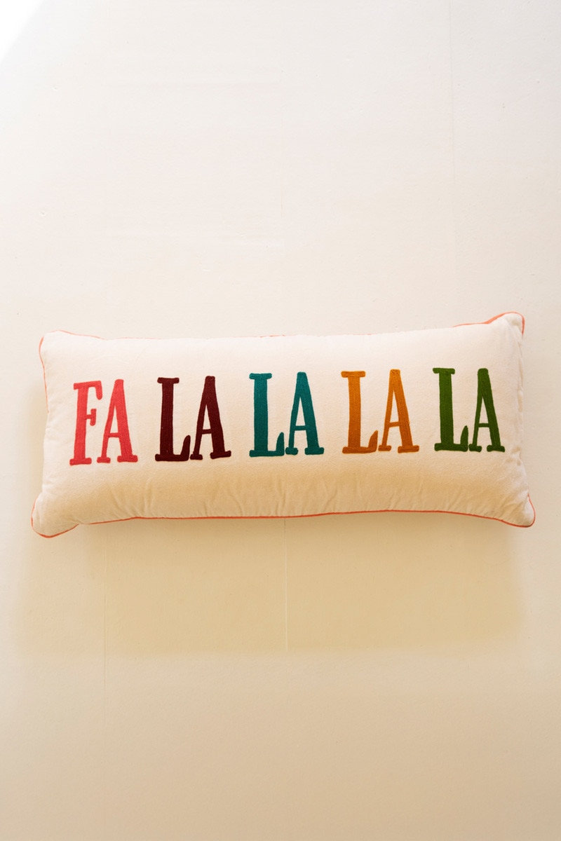 VELVET EMBROIDERY PILLOW - FALALALALA
