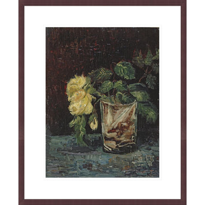 Glass with Yellow Roses by Vincent van Gogh -Framed Giclee Print