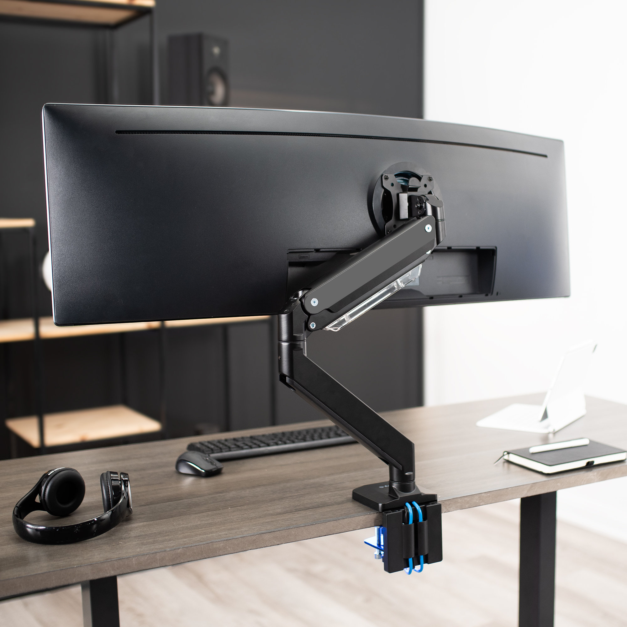 Pneumatic Arm Dual Ultrawide Monitor Desk Mount – VIVO - desk