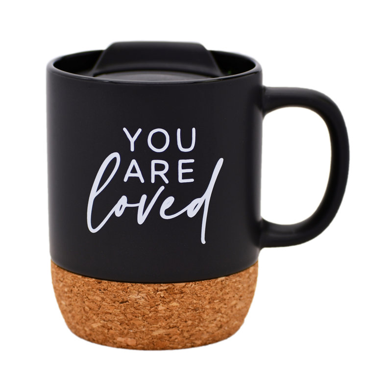 Tasse de fond en liège avec couvercle You Are Loved Designer - 14 oz