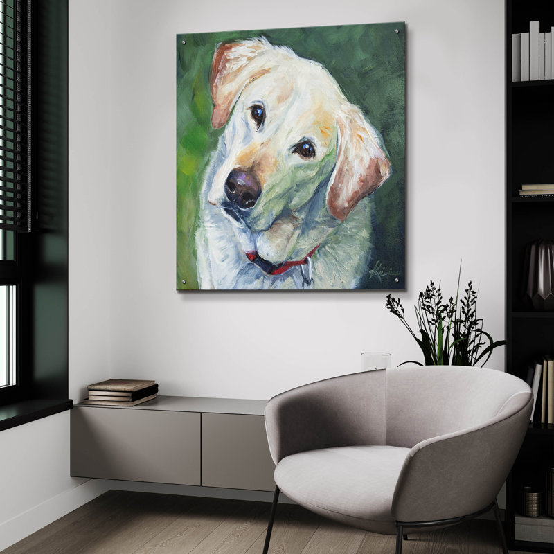 Art mural en verre Winston Porter «Dogs Yellow Lab» par Lindsay Kivi, H 36 po x l 36 po