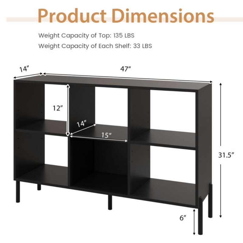 Open-Back Bookshelf With Drawer For Study, Black