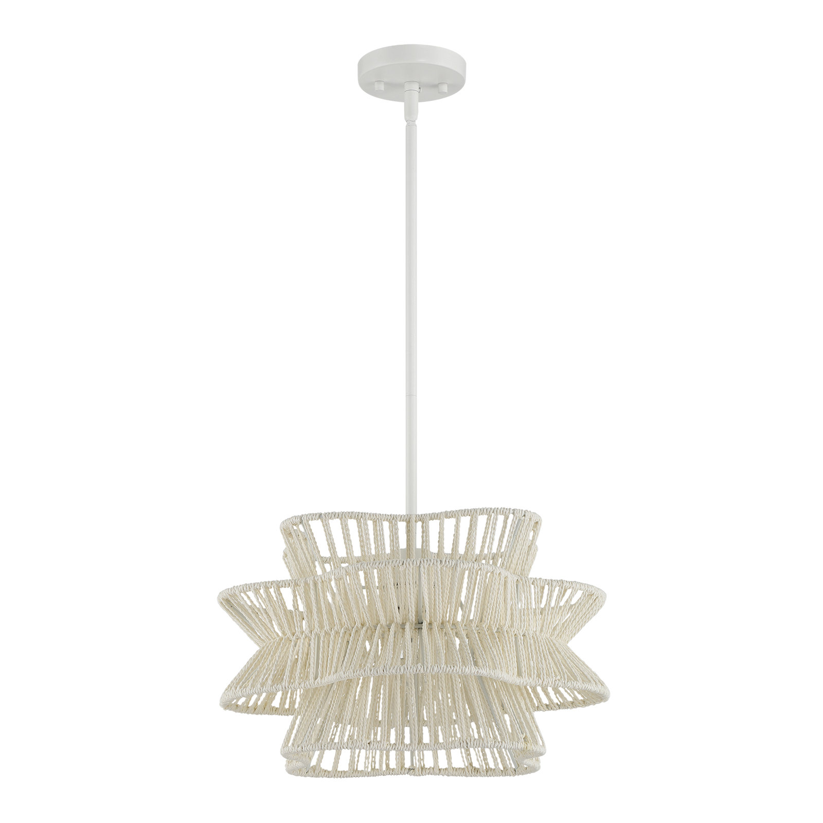 Towne 1 - Light Dimmable Woven Rope Pendant, White
