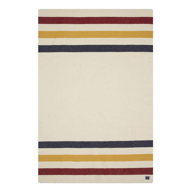 Frontier Collection Hand Woven Blanket, 80" x 96", White/Yellow/Red