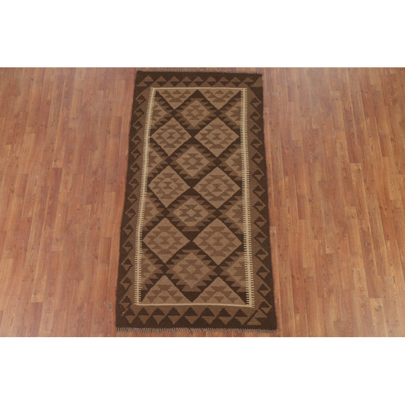 Kilim Reversible Wool Runner Rug 3x7