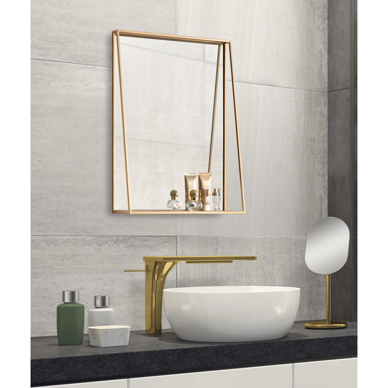 Miroir décoratif avec tablette Carlyssa, Or, 24 po x 18 po