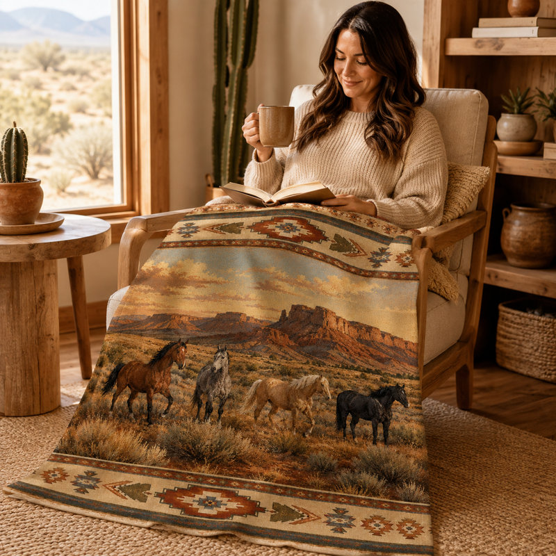 Couverture en flanelle Southwestern Horse