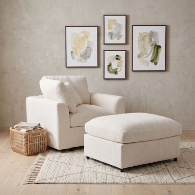 Chaise d'appoint avec repose-pieds et coussin décoratif
