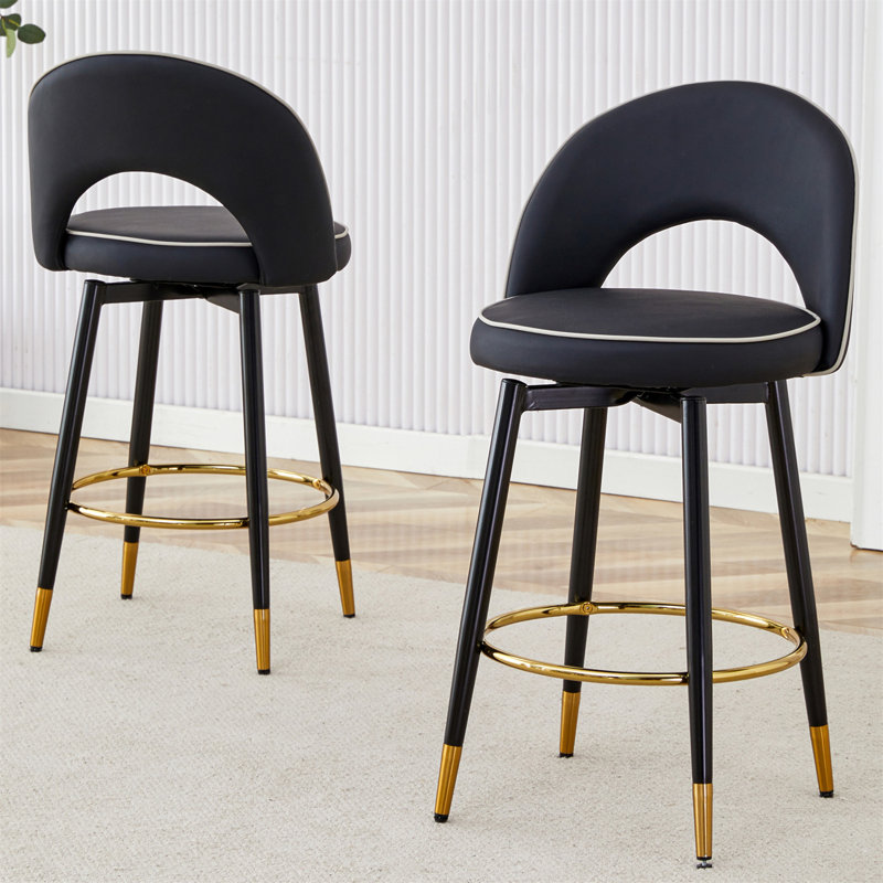 Balen Swivel Bar Stools Set of 2, Black