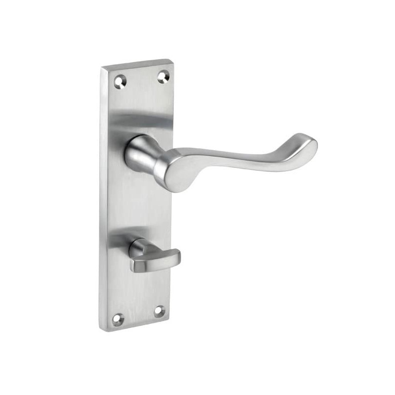 Victorian Design Scroll Bathroom WC Toilet Door Handles in Polished Nickel - 150mm x 40mm