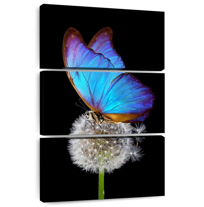 Brampt Blue Morpho On Dandelion, 74" H x 48" W