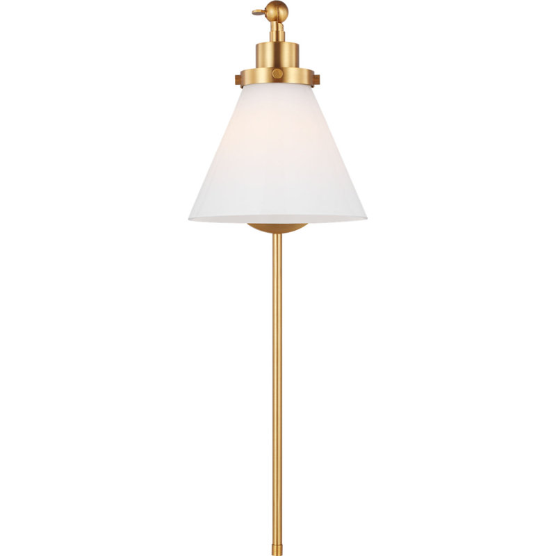 Wellfleet One-Arm Cone Sconce, Burnished Brass, Milk