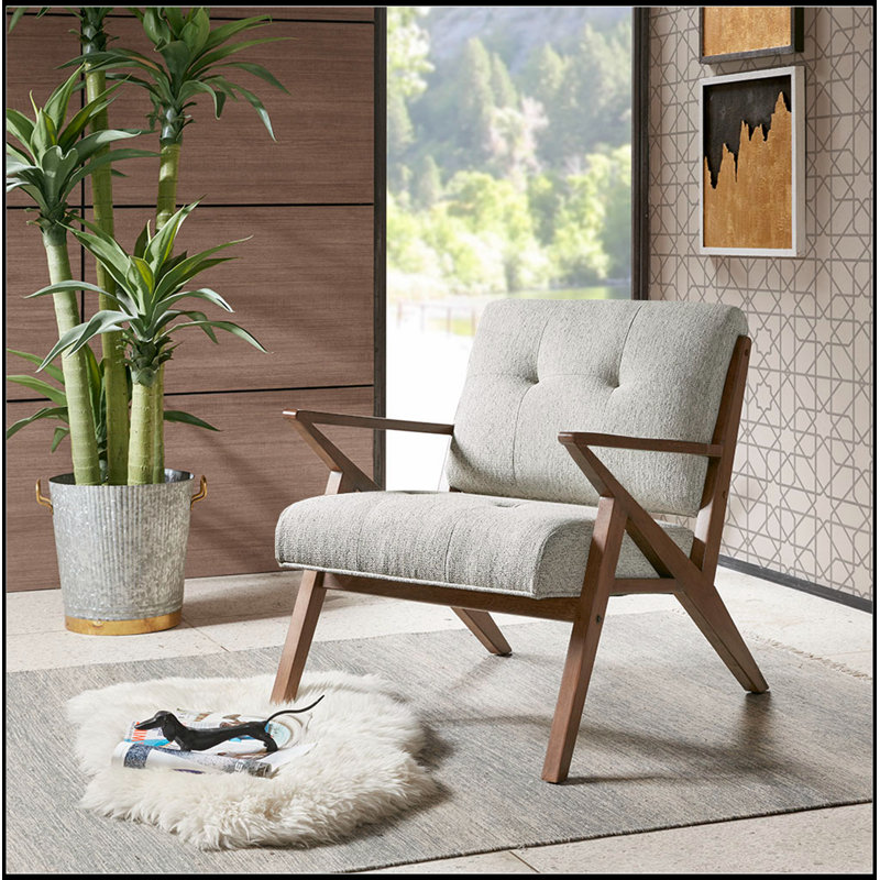 Chaise longue capitonnée en polyester à 4 pieds LIGHT, Gris clair
