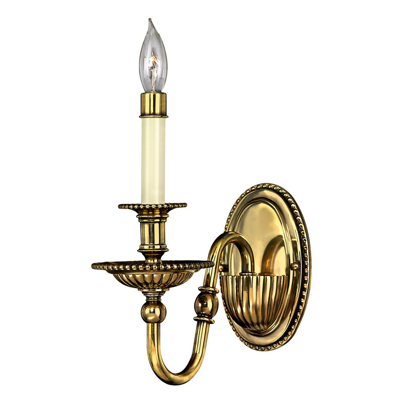 Cambridge 1-Light Candle Wall Light, Burnished Brass