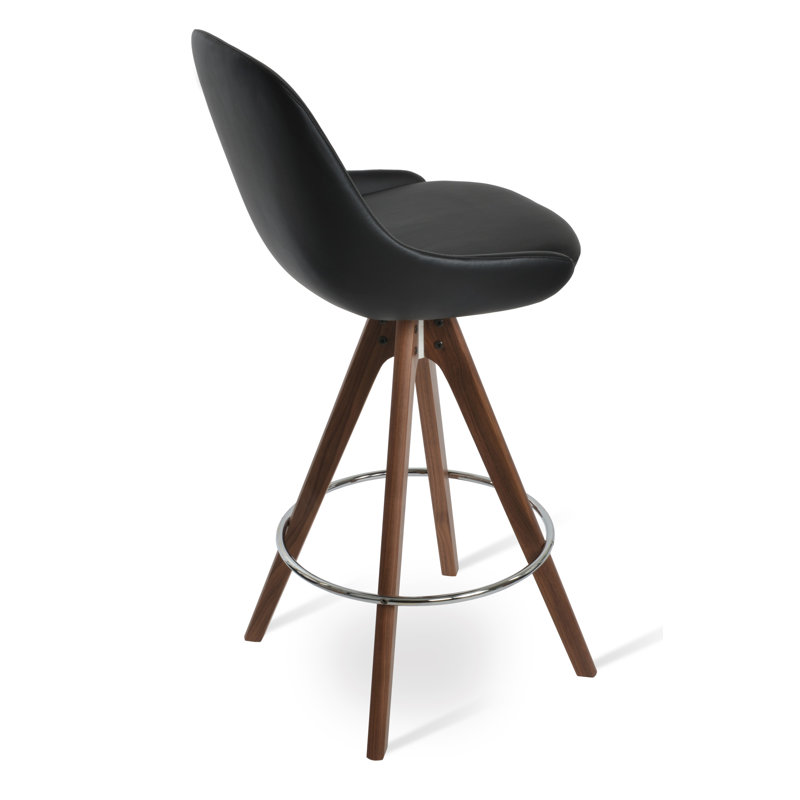 Tabouret de comptoir et de bar, Tabouret de comptoir (hauteur d'assise de 25,5 po), Similicuir noir, Gris foncé