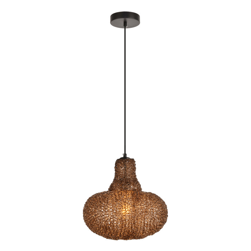 Luminaire suspendu simple 1 lumières Teegan, Noir/café