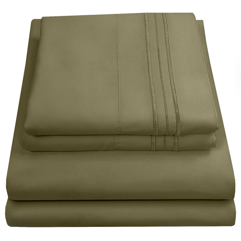 Luxurious Classic Soft Solid 1800 Series Microfiber Sheet Set, Various Colors and Sizes, Full, Olive